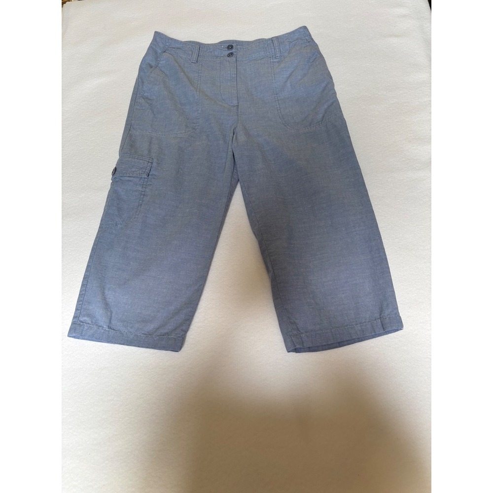 Talbots Supersoft Cargo Pants Blue Cotton Cropped Capris Size 6 BD1024